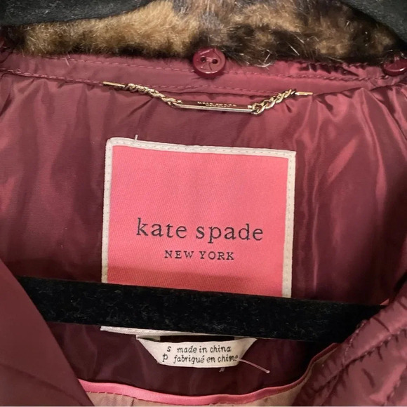 KATE SPADE New York Chevron Pattern Quilted Coat in Mulberry Size Small - Picture 4 of 6